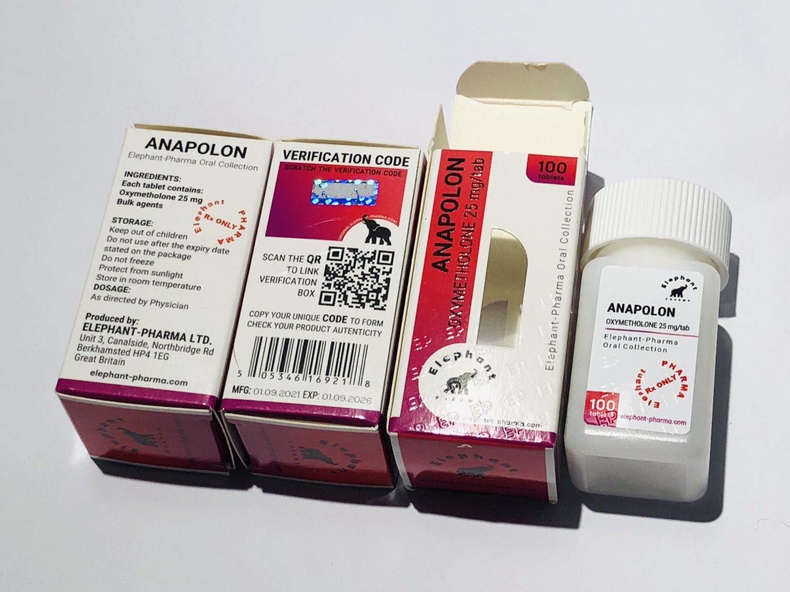 ANAPOLON OXYMETHOLONE 100tab 25mg/tab Elephant Pharma